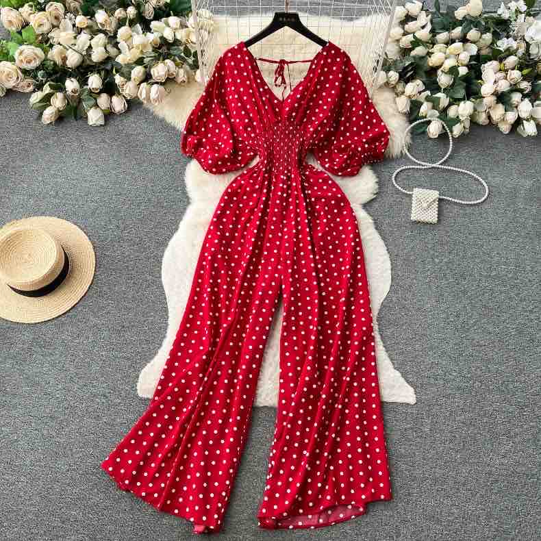 Polka dot puff jumpsuit